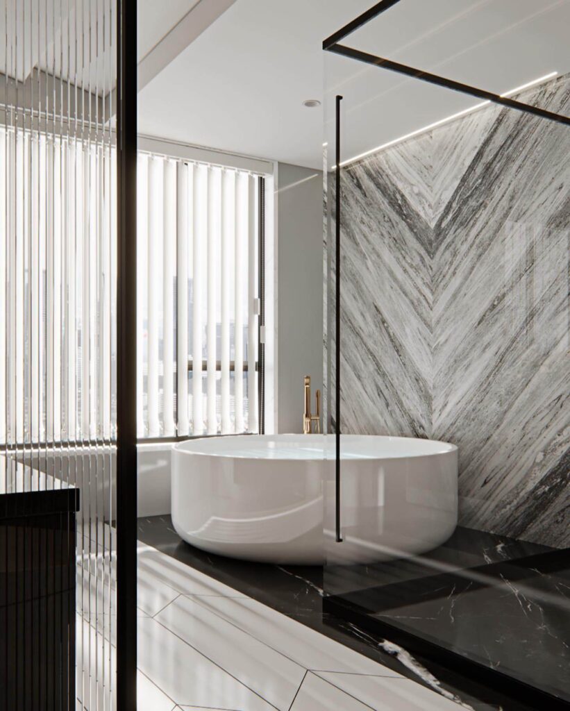 1. All-Over Marble Luxury with Ambient Glow