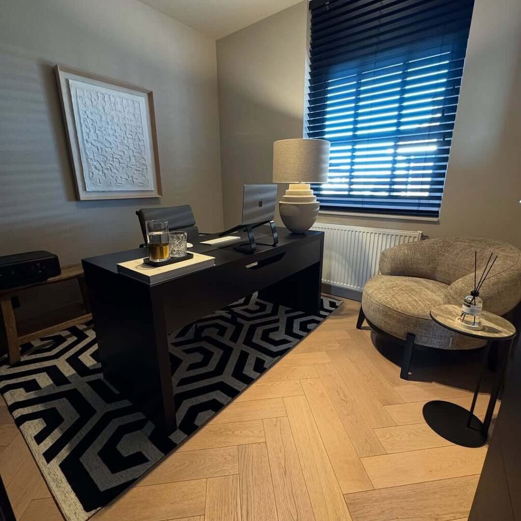 1. Timeless Sophistication in a Wood-Clad Study