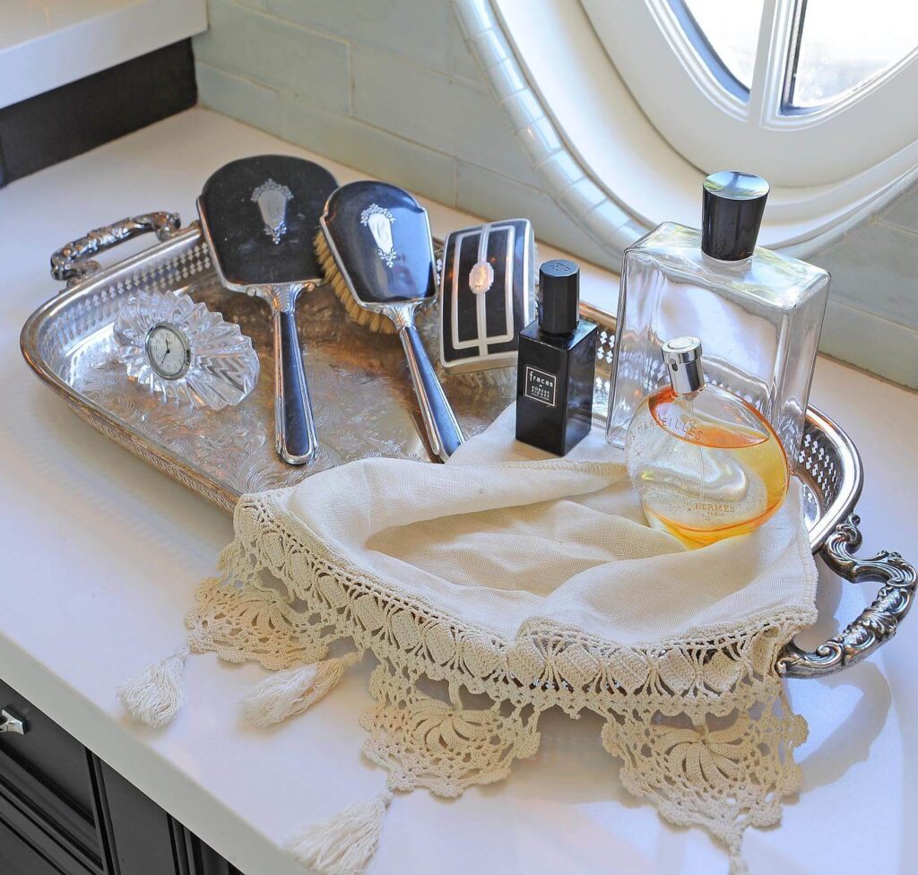 12. Whimsical Glam on a Mirrored Tray