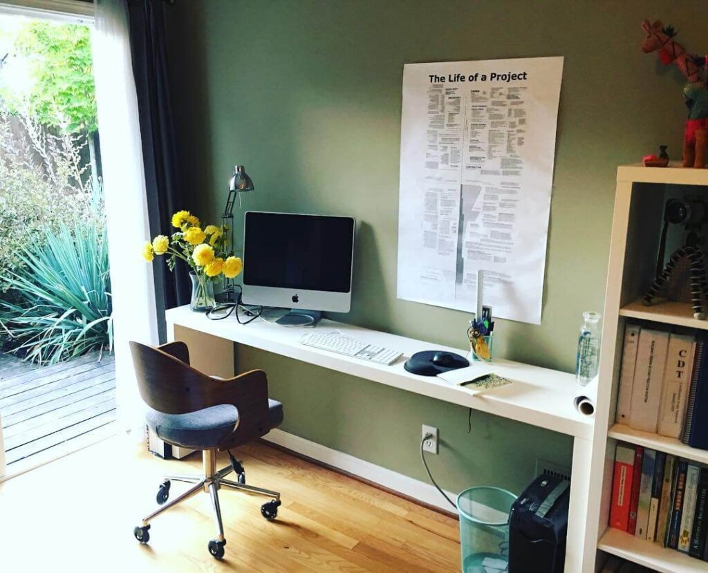 12. Slim Desk by the Garden for Fresh Perspective
