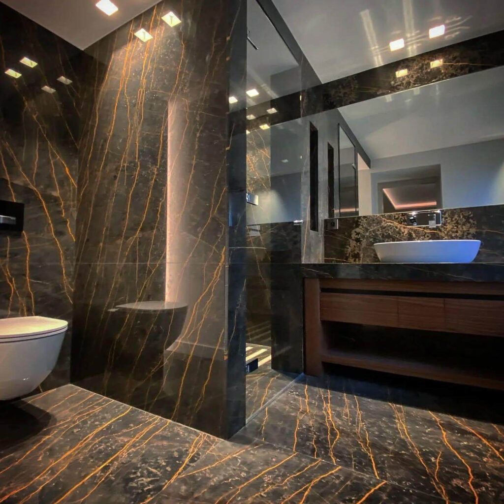 12. Scandinavian Meets Industrial in Marble and Wood