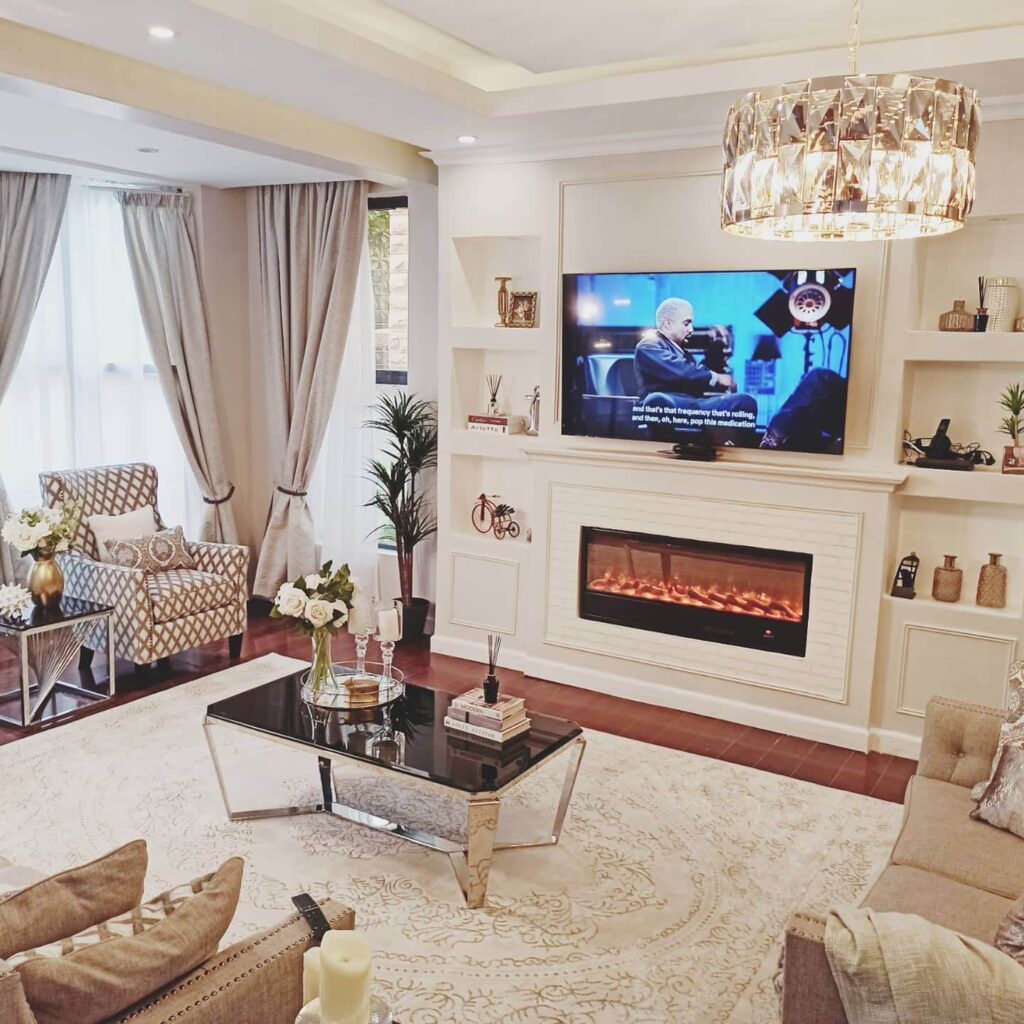 13. Fireplace Feature Wall with Timeless Symmetry