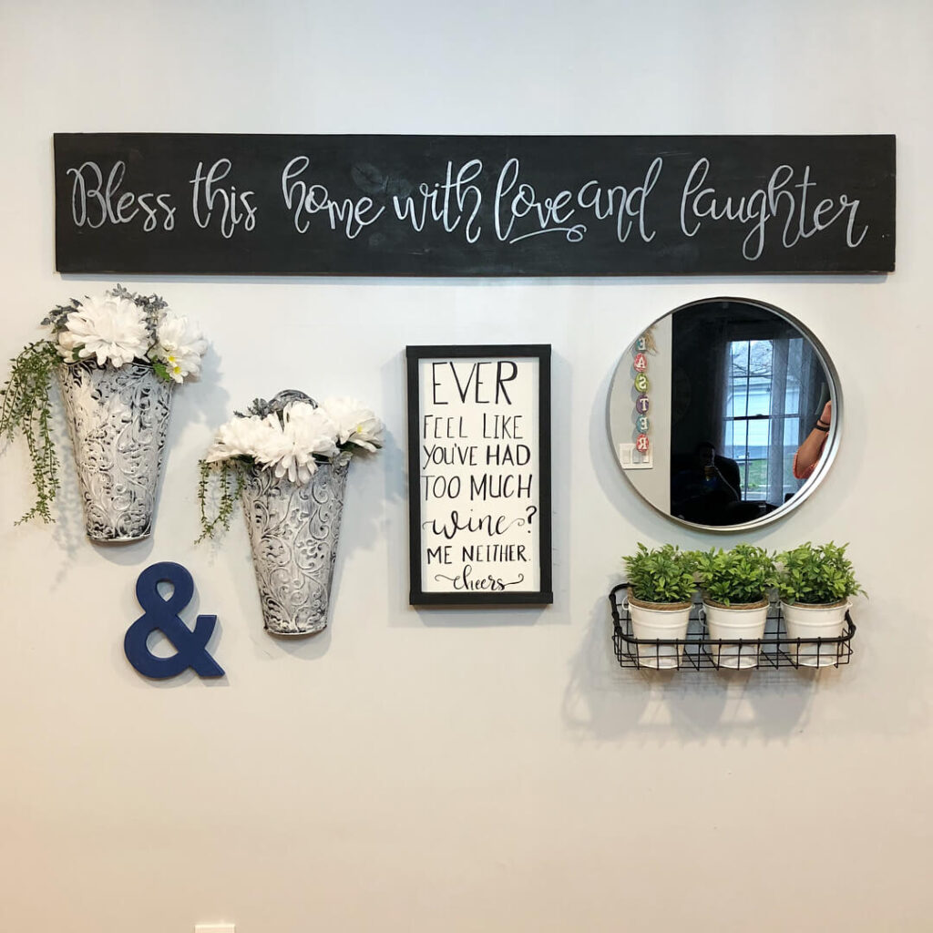 13. Farmhouse Wall with Rustic Decor Accents