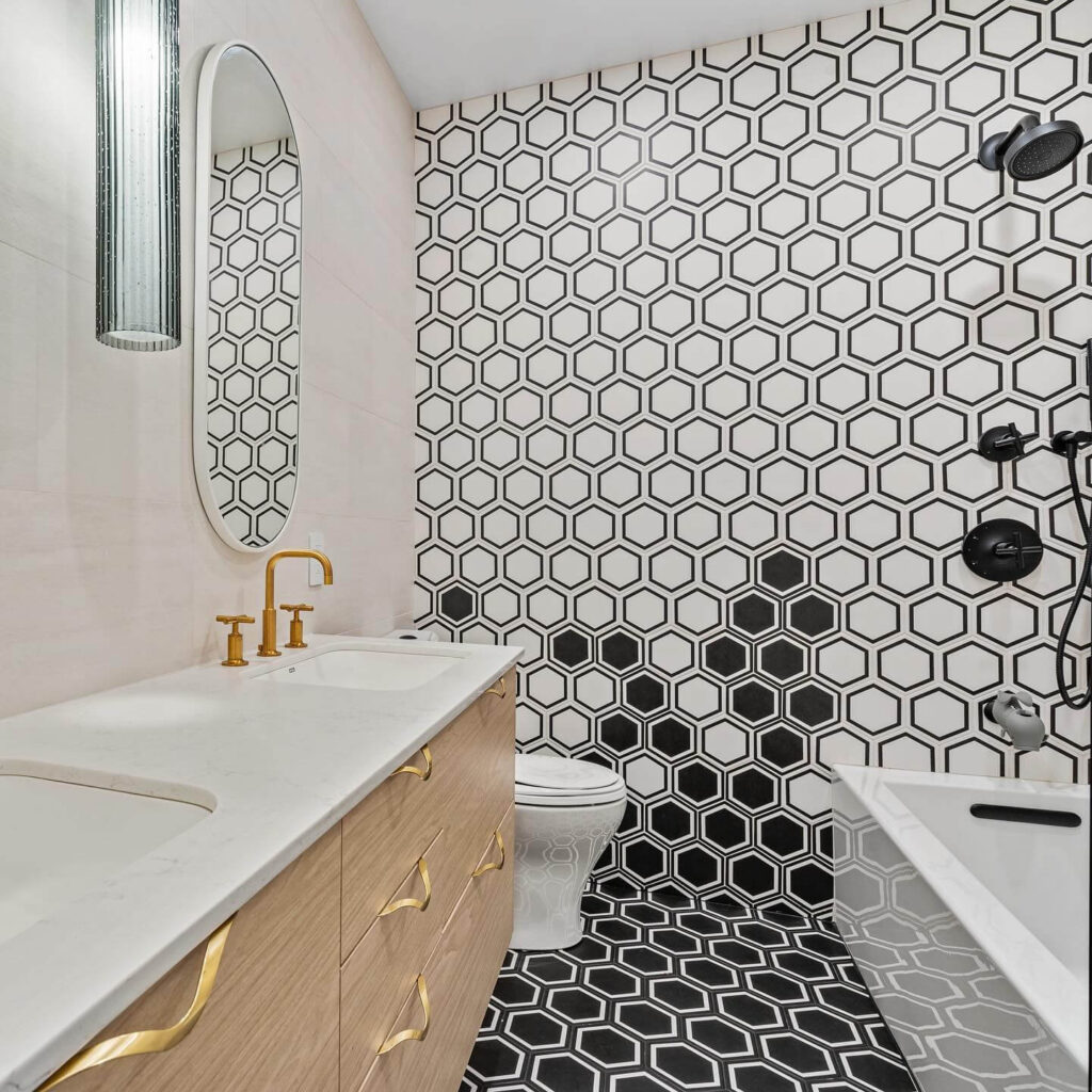 13. Textured Tile Meets Traditional Charm