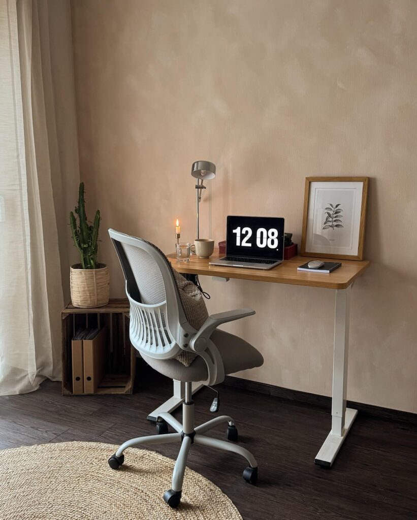 13. Cozy Double Desk with a Vintage Twist