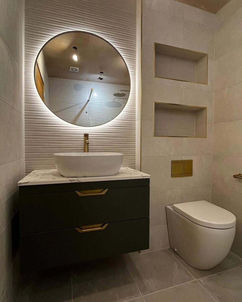 13. Textured Accent Wall with Recessed Niches