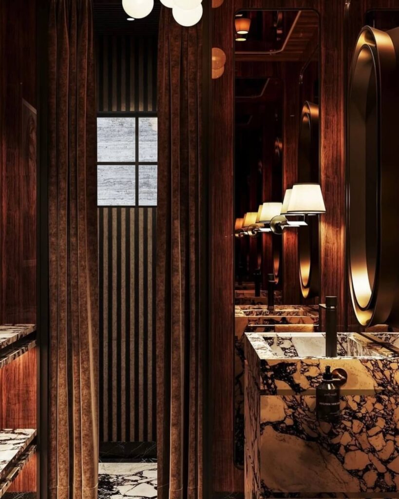 15. Transitional Elegance with Calacatta and Dark Wood