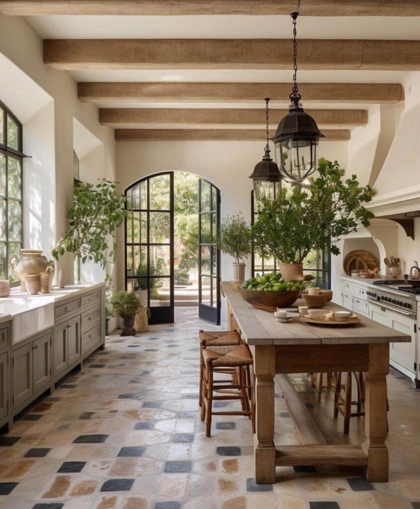 16. Crisp White Cabinetry Meets Warm Farmhouse Accents