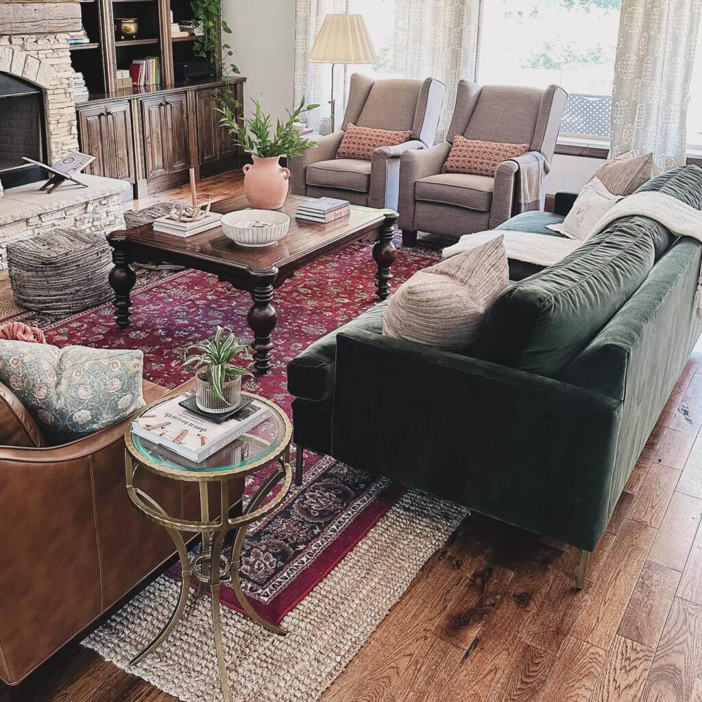 17. Vintage Warmth with Jewel-Toned Textures