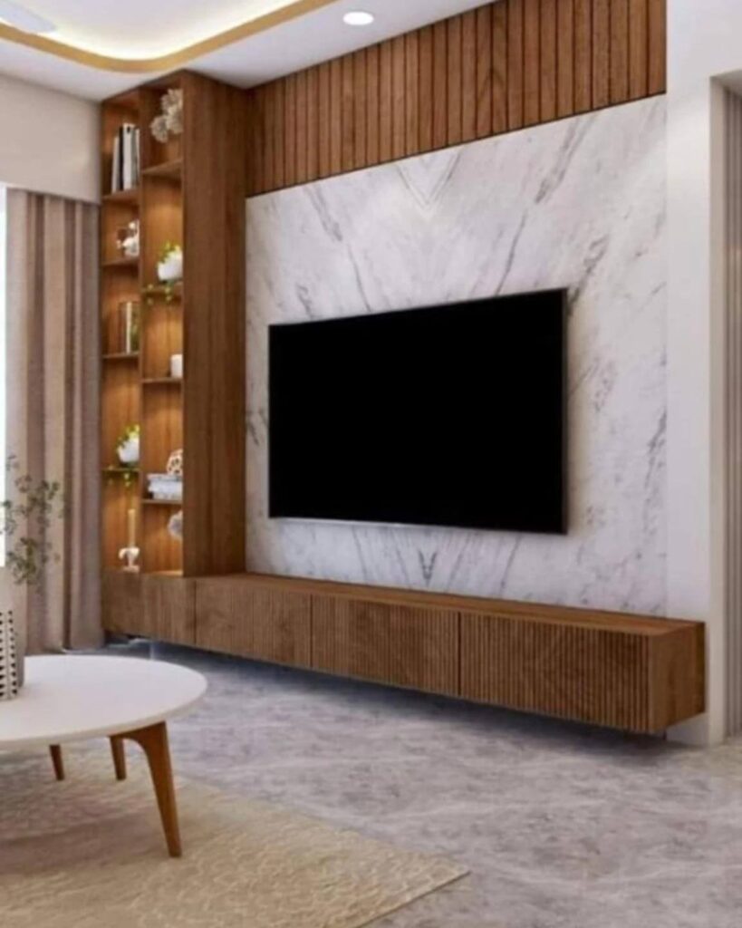17. Contemporary Luxe with Marble and Wood Fusion