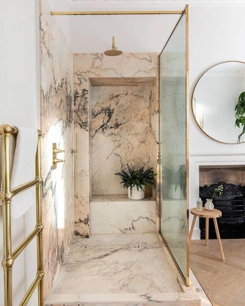 18. Spa-Inspired Serenity in Marble and Grey Tones