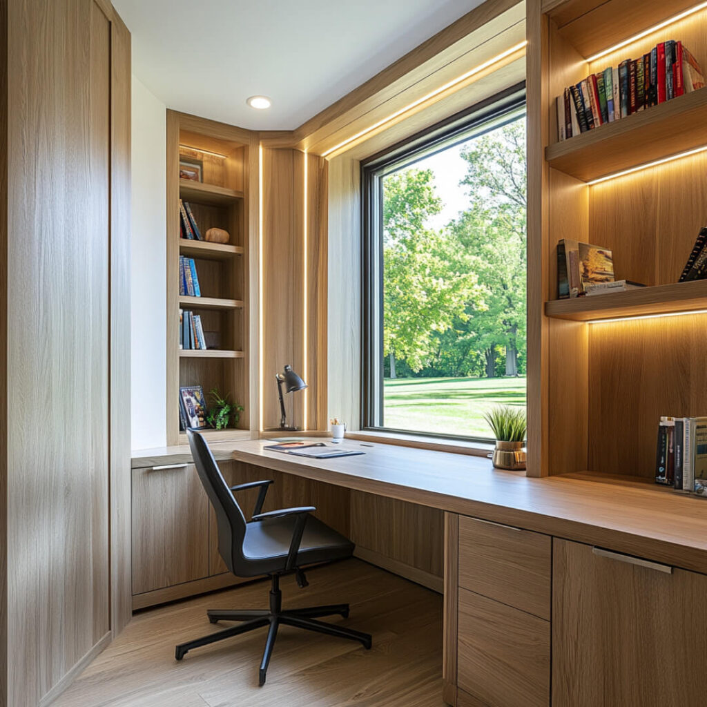 19. Compact Workspace with Modular Storage