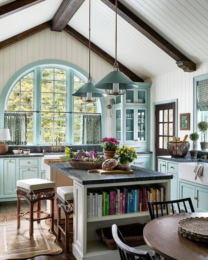19. Warm Neutrals with Brass and Blue Harmony