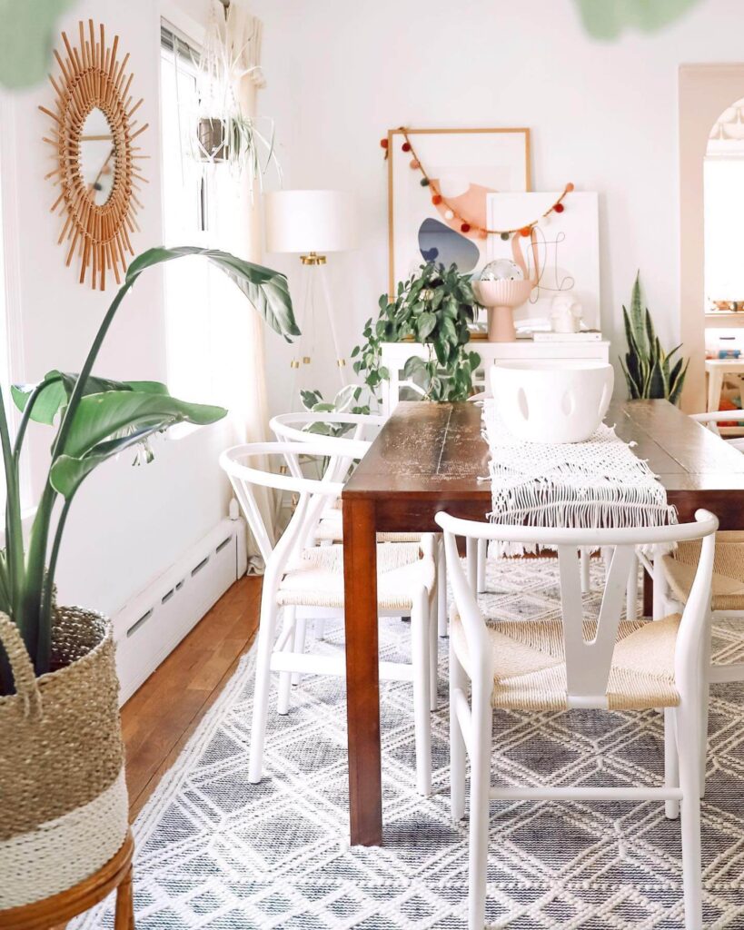 2. Moody Greens and Macramé Accents