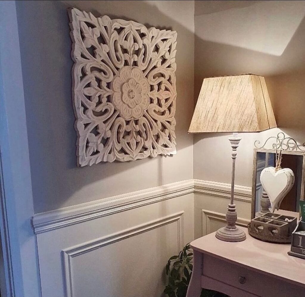 2. Carved Wood Wall Art for Boho Texture