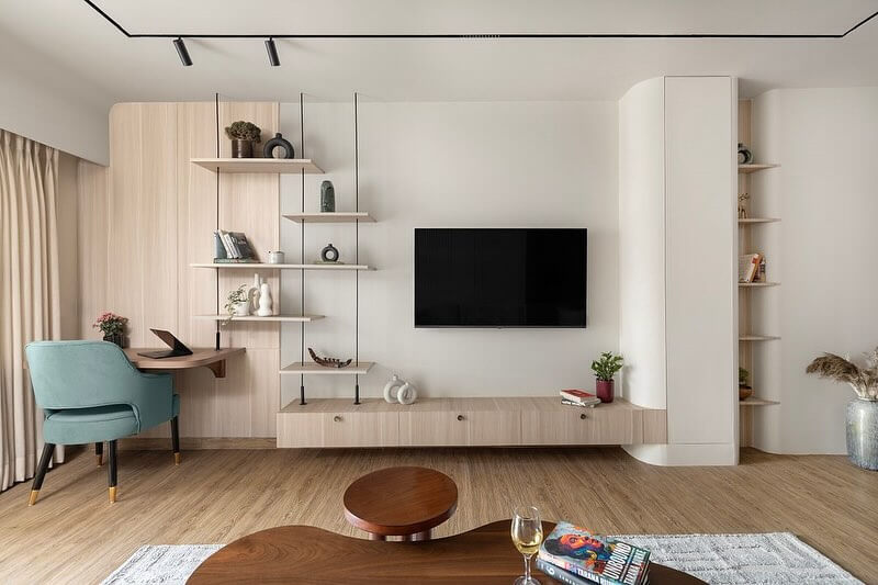 2. Modern Wall Unit with Integrated Shelving