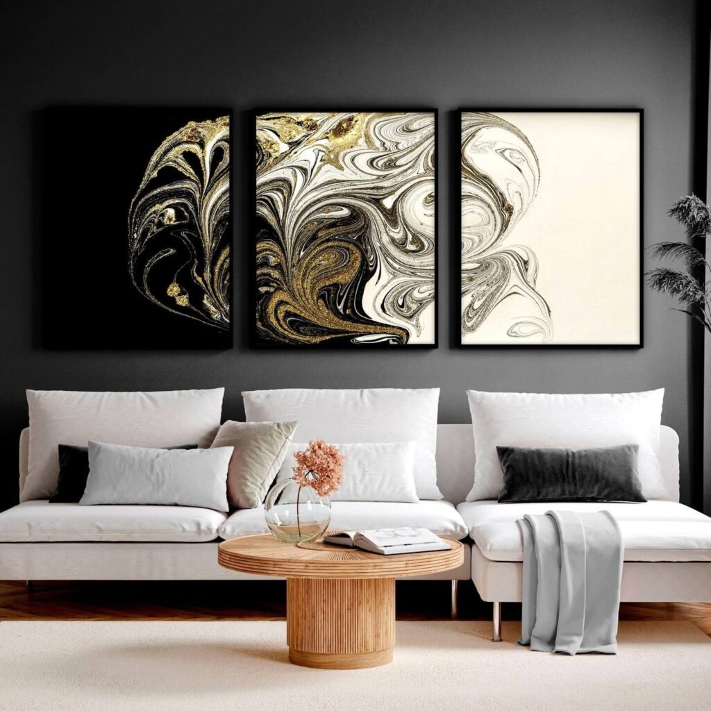 22. Marbled Gold and Black Drama for Luxe Modernity