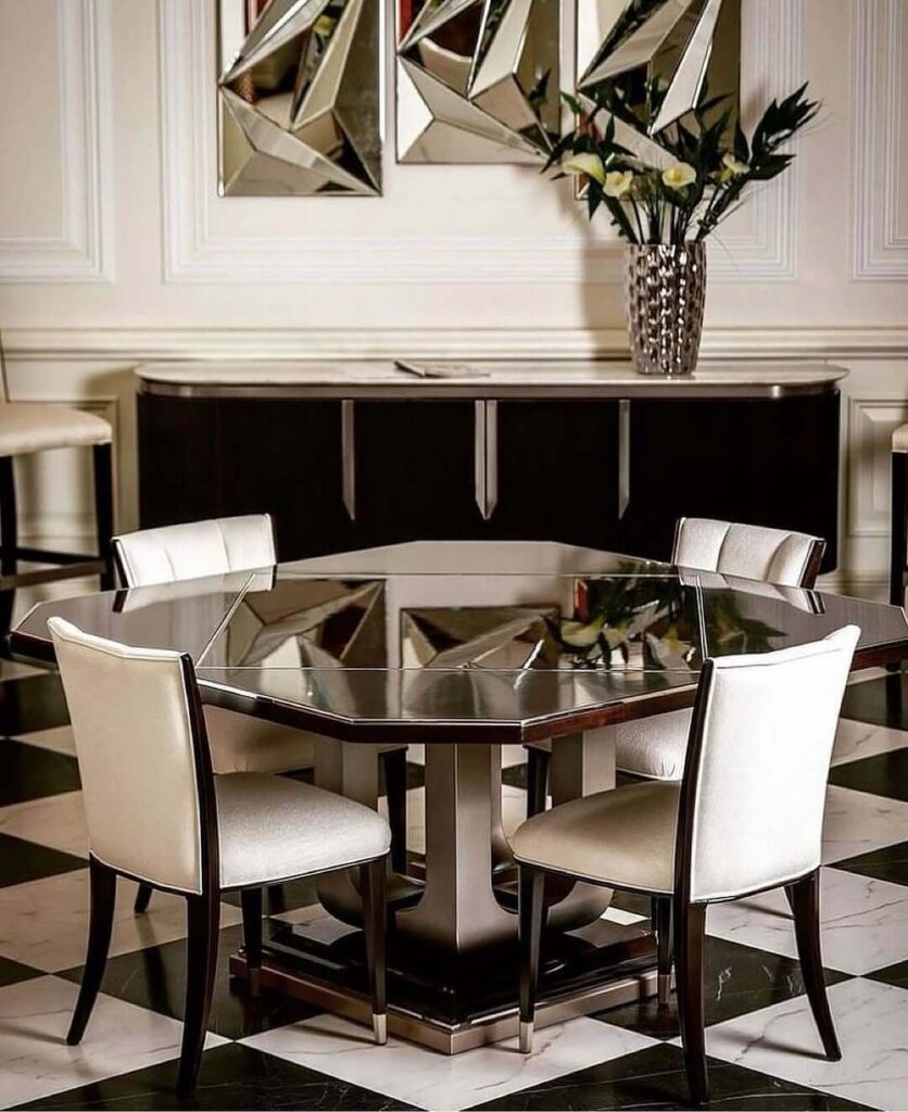 23. Polished Glamour with Sleek Satin Upholstery