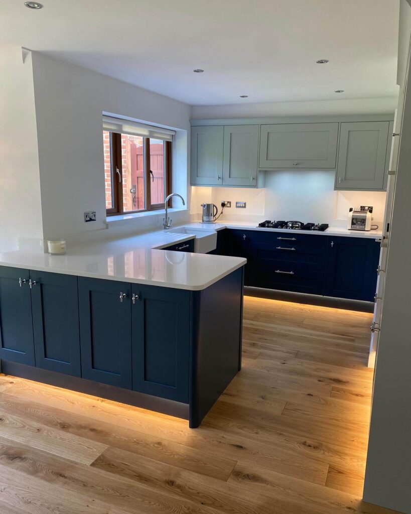 28. Vibrant Blue with Glam Gold Finishes