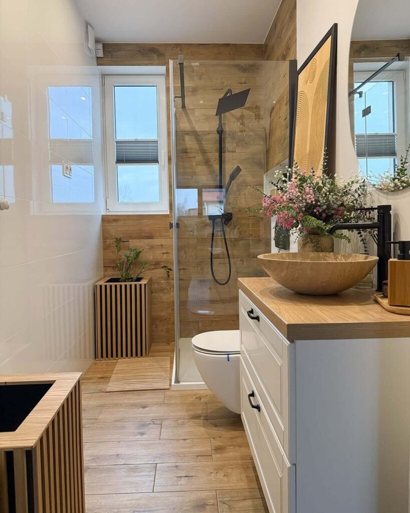 28. Herringbone Tile Adds Movement and Modern Charm