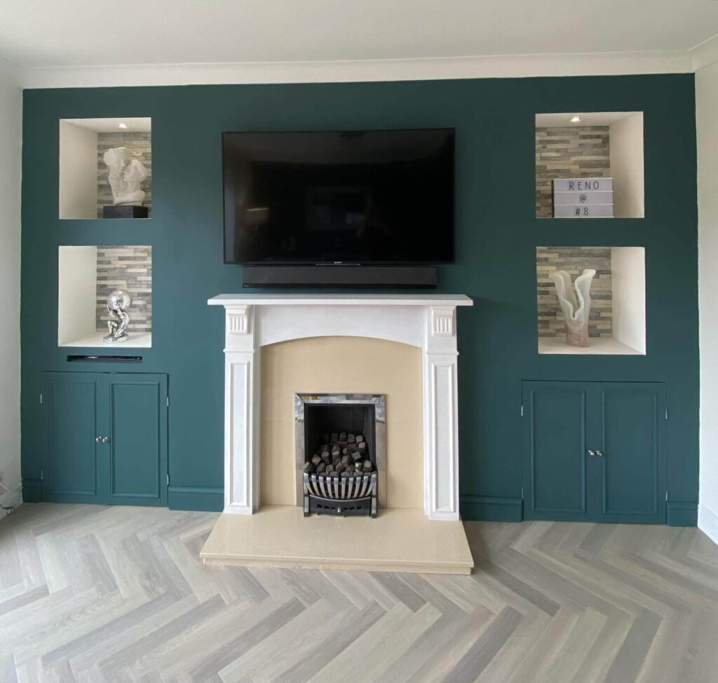 4. Fireplace Focal Point with Built-In Niches