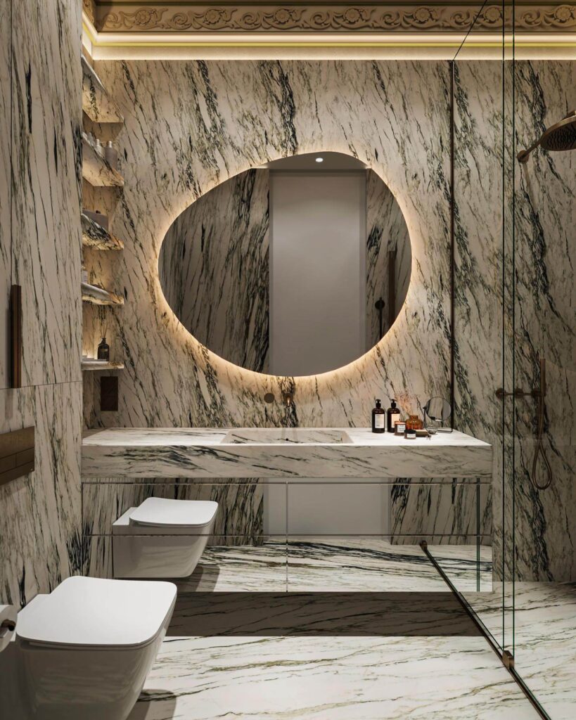4. Chevron Marble Wall for Architectural Impact