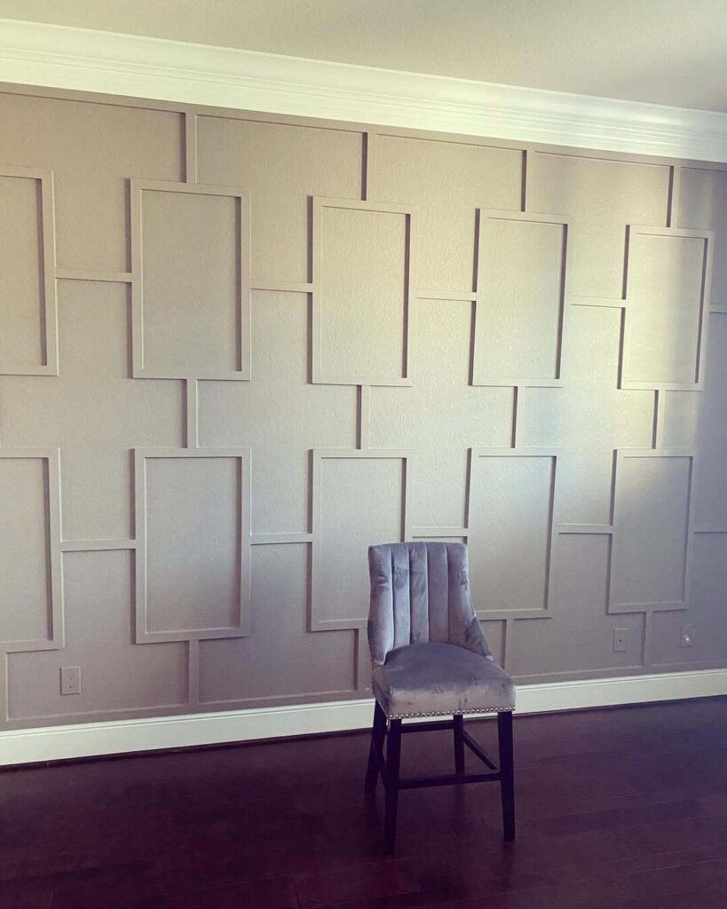 6. Sculptural Monochrome with Geometric Trim