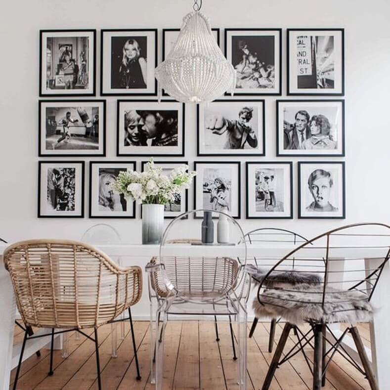 6. Fashion-Inspired Grid Wall for a Bold Statement