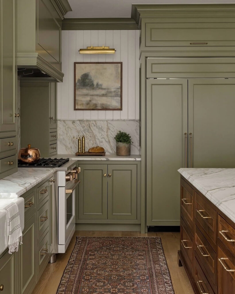 7. Muted Sage Accents and Old-World Charm