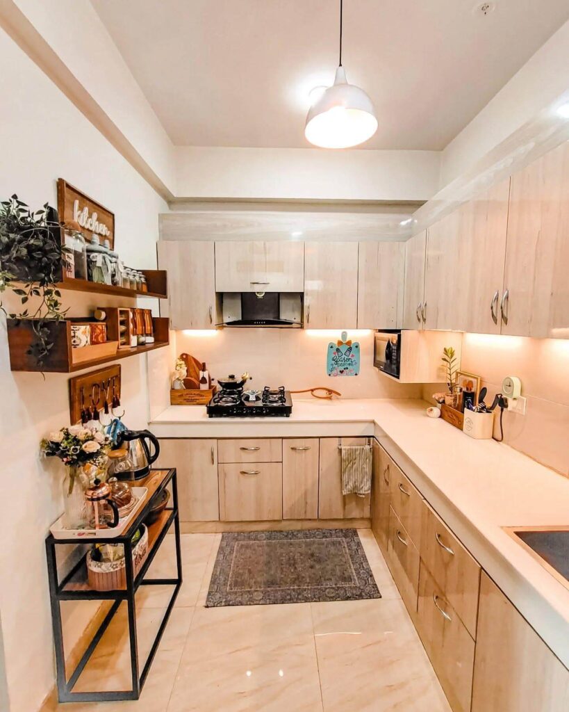 8. Rustic Wooden Accents with Everyday Storage