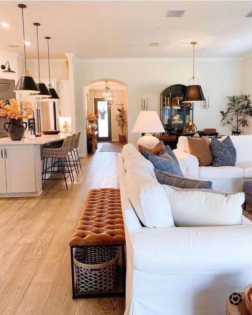 8. Open Concept Elegance with Farmhouse Finishes