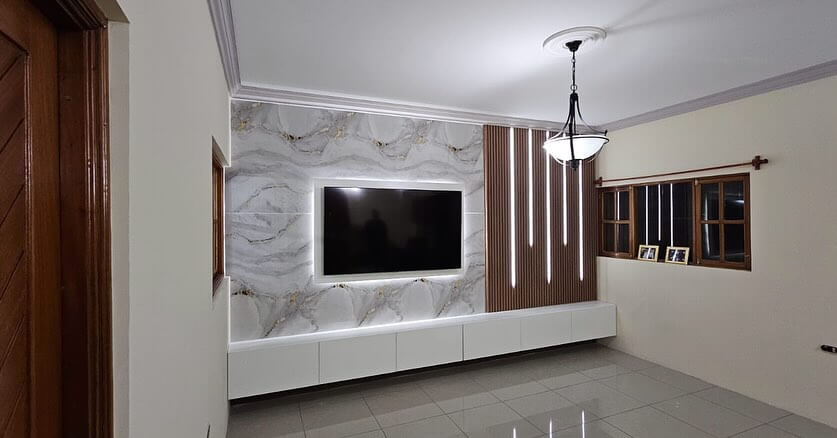 9. Floating Shelves with Subtle Lighting