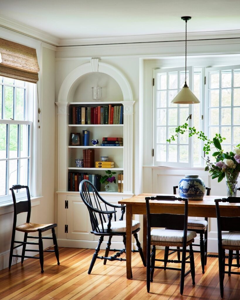 12. Modern Farmhouse Nook with Black and White Contrast