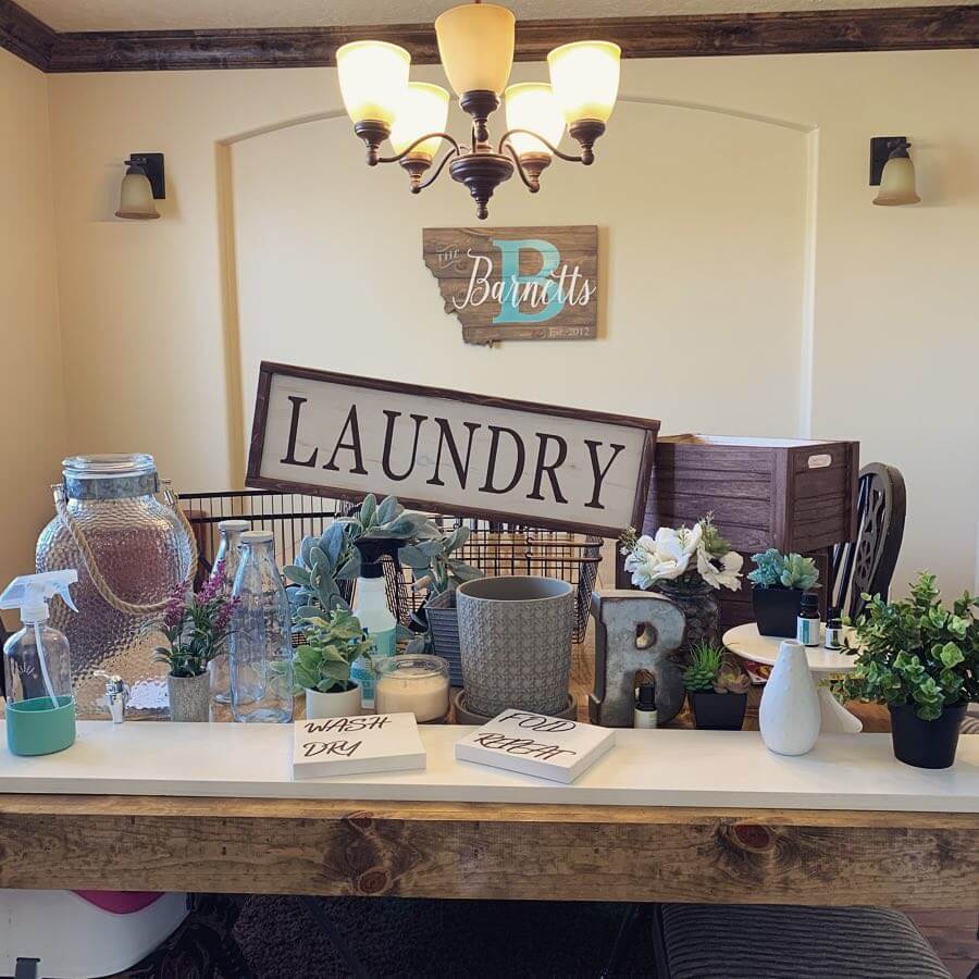 13. Fully Shelved Laundry Closet with Woven Basket Storage
