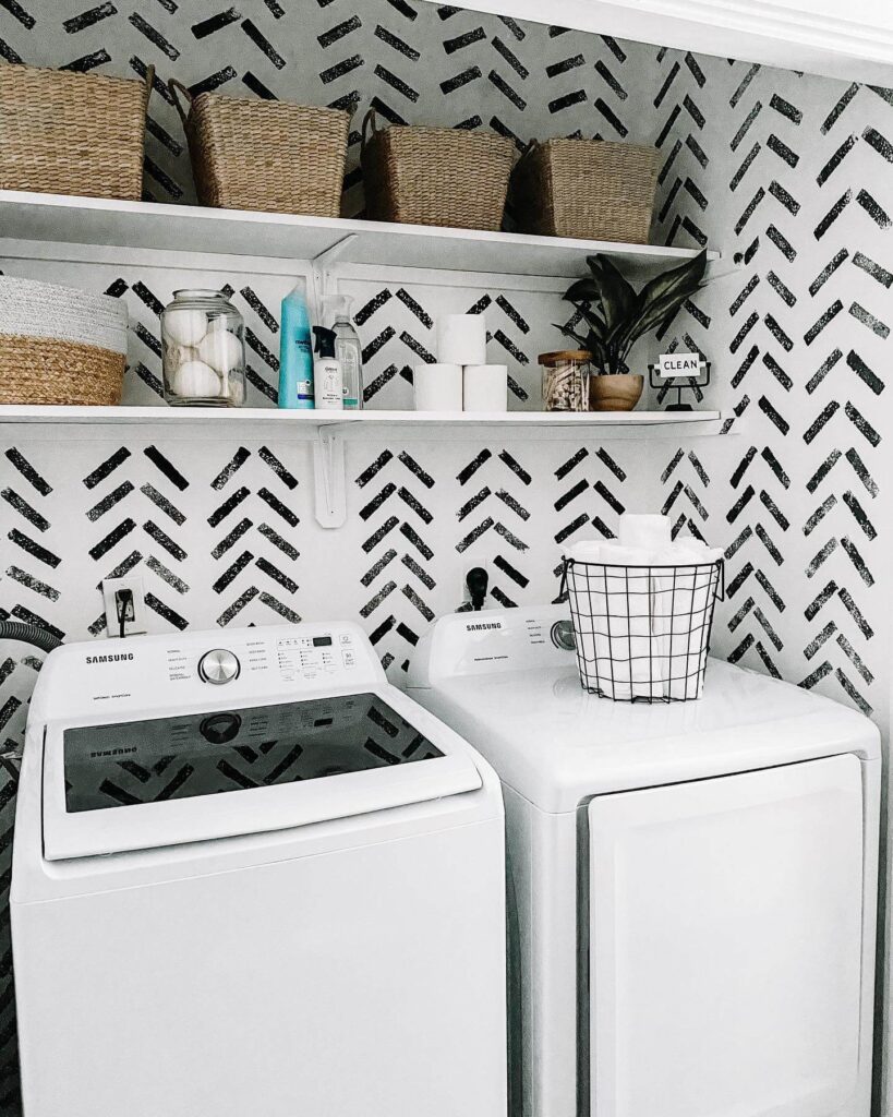 14. Cozy Closet with Wood Counter and Charcoal Accent Wall