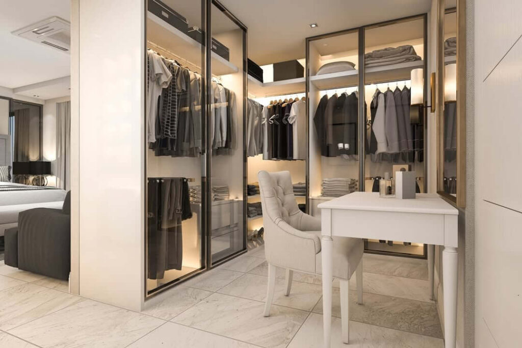 14. Create a Light-Filled Luxury Closet with a Statement Island
