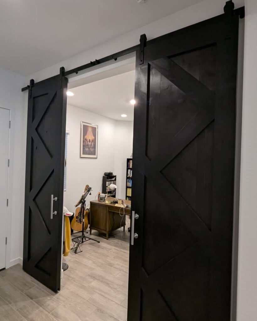 18. Gray Chevron Sliding Panels for Soft Industrial Style