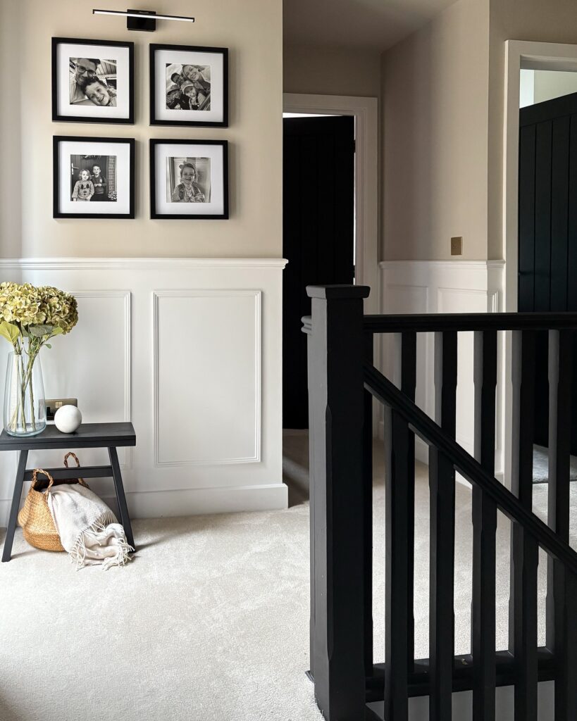 2. Half-Wall Grid Wainscoting for Classic Balance