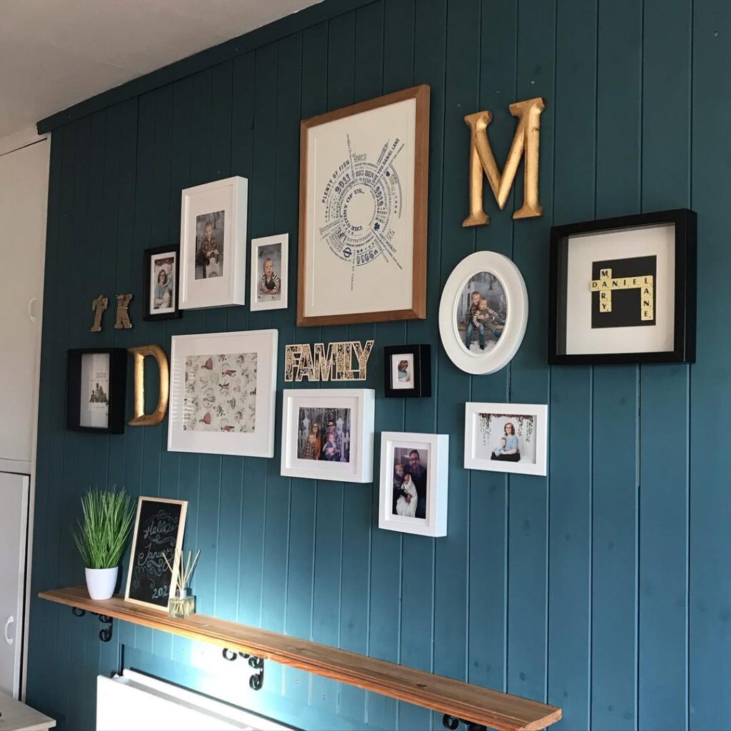 19. Gallery Wall Around a TV for Balanced Living Spaces