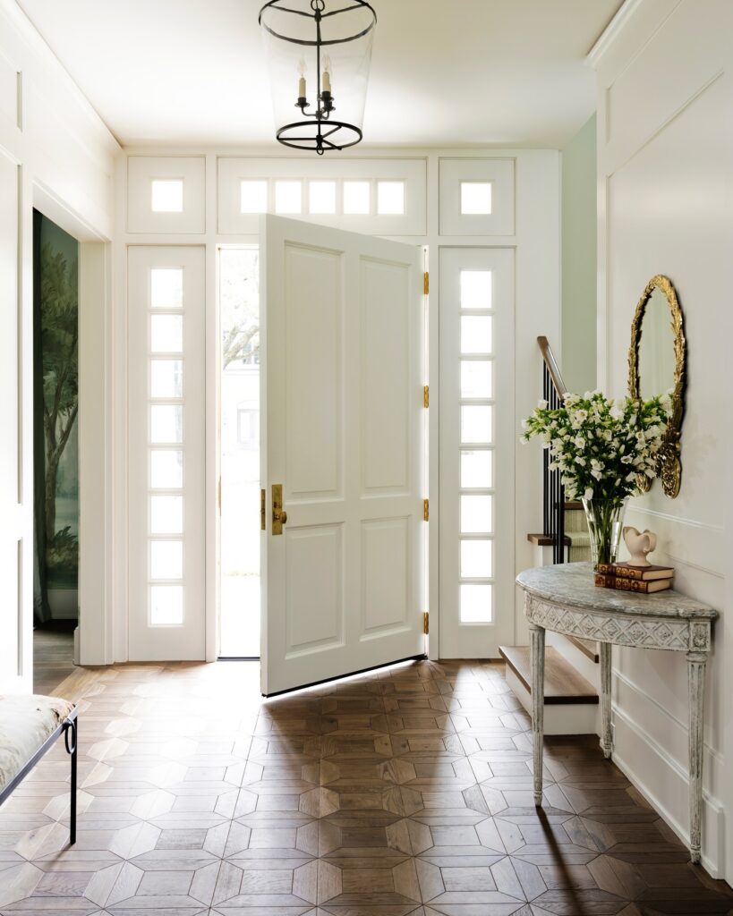 22. Traditional Charm with Brick Surround and Glass Inserts