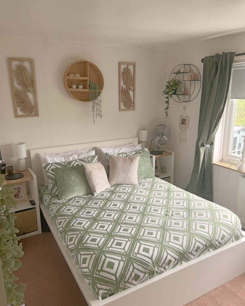 25. Energize the Room with Bold Sage Patterns