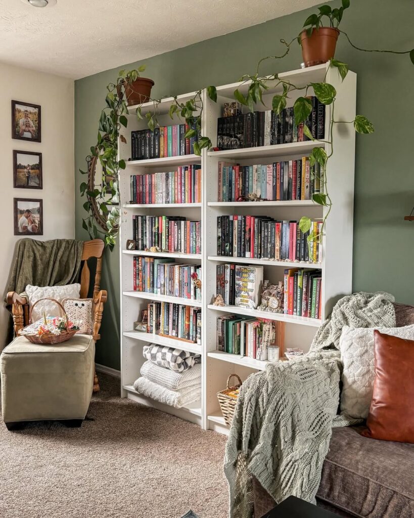 4. Dark and Moody Shelves with Curated Styling