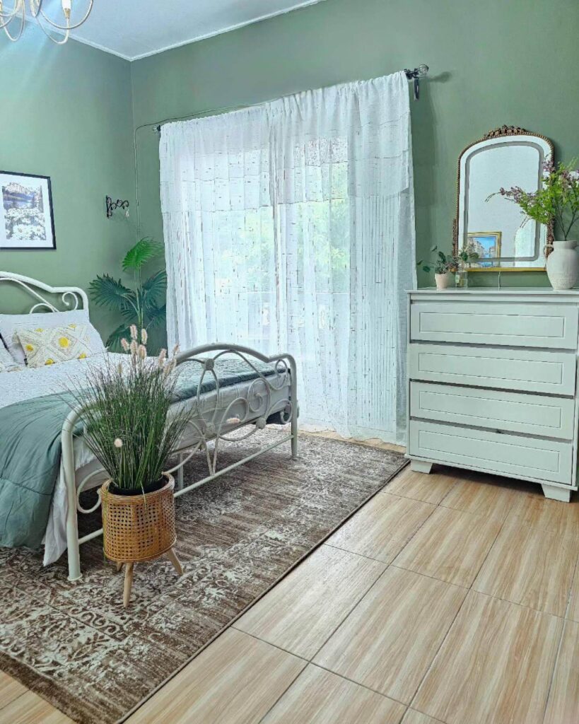 4. Go All In with Saturated Sage and White Furniture