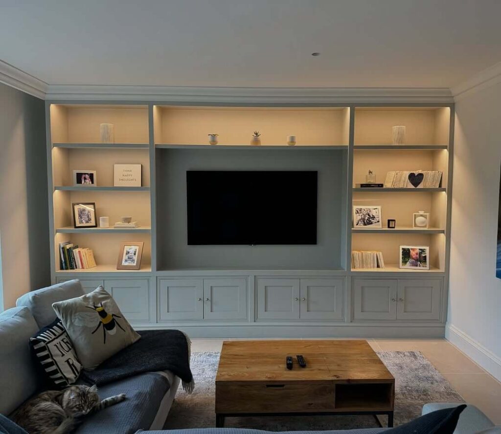 5. Framed Feature Wall with Wood Slat Details