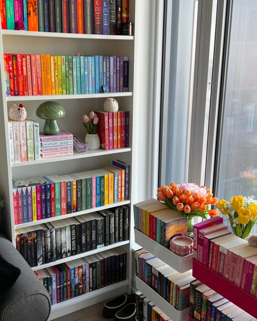 7. Symmetrical Floor-to-Ceiling Shelf Wall