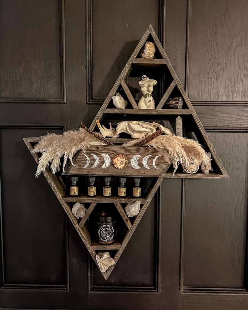7. Layered Shelves for a Balanced Display Wall
