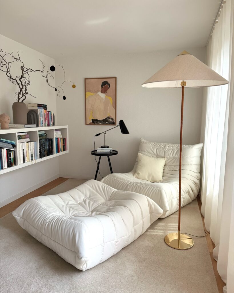7. Eclectic Bookshelf Corner with Global Accents