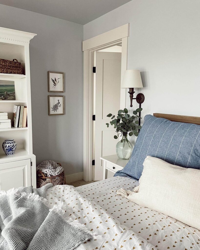 9. Tidy Up with Decorative Baskets and Built-In Storage