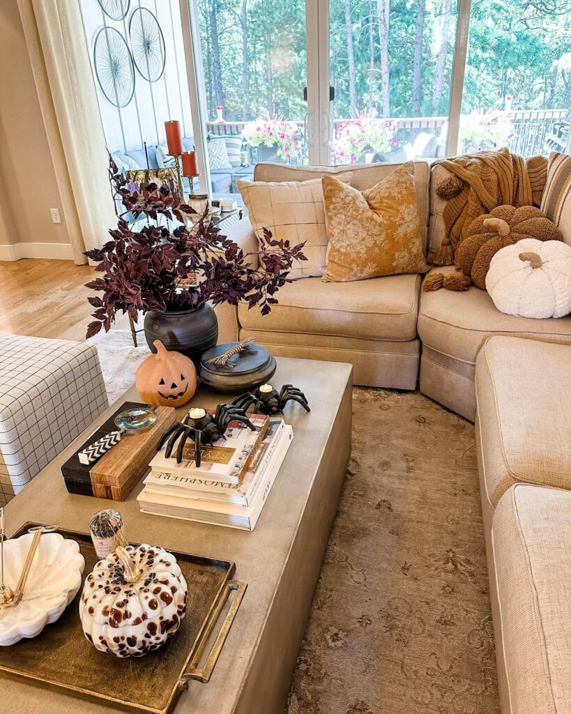 14. Stylish Entry Console with Harvest Accents