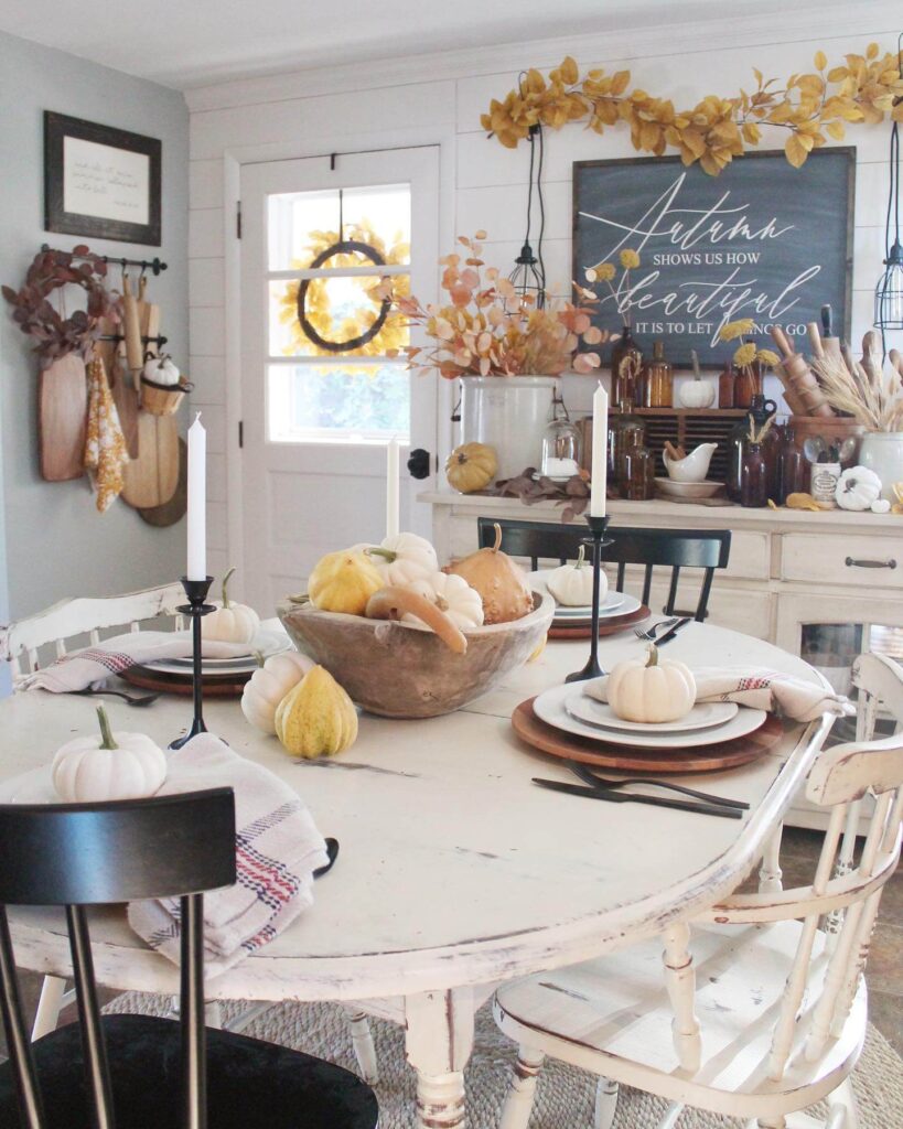 18. Pumpkin-Filled Centerpieces with Rustic Vibes